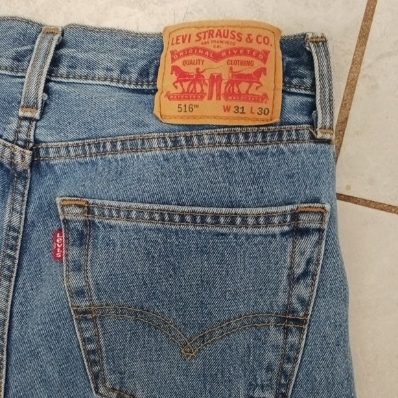 516 Levi Men's Jeans Slim Straight Leg Light Wash 31x30 - Picture 4 of 5